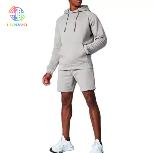 Classic 2 Pieces Cropped Hoodies And Shorts Set Custom Men's Street Wear Hoodie Sets