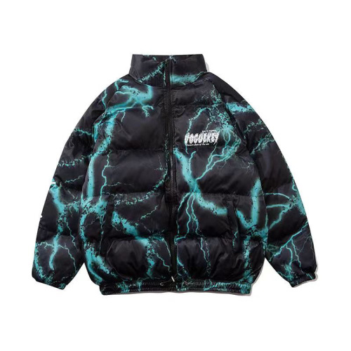 American dark graffiti printed loose cotton jacket street wear hip-hop bread coat cotton jacket