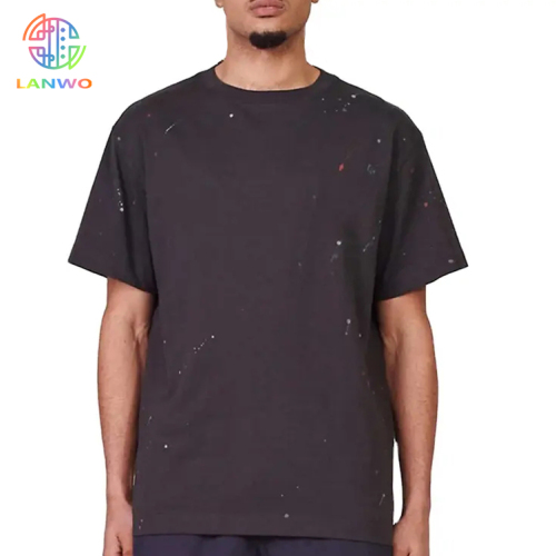 Street Style Custom Logo Desgin Men's 100% Cotton T-shirt Blank Oversized Drop Shoulder Ribbed Crewneck T-shirt For Men