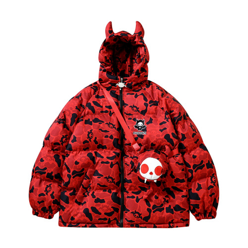Streetwear Little Devil Doll Camouflage Cotton Clothes Thickened Loose Hip-Hop Jacket