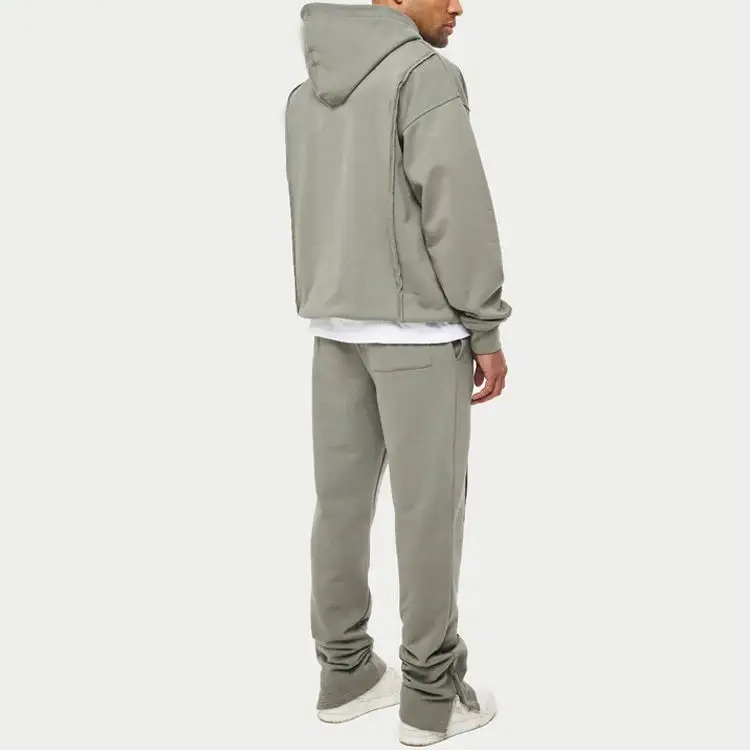 Oem Wholesale Custom Premium Plain Tracksuits For Men Nylon Mens Sweatsuit Sets Zip Up Jogger Set Fleece Tracksuit