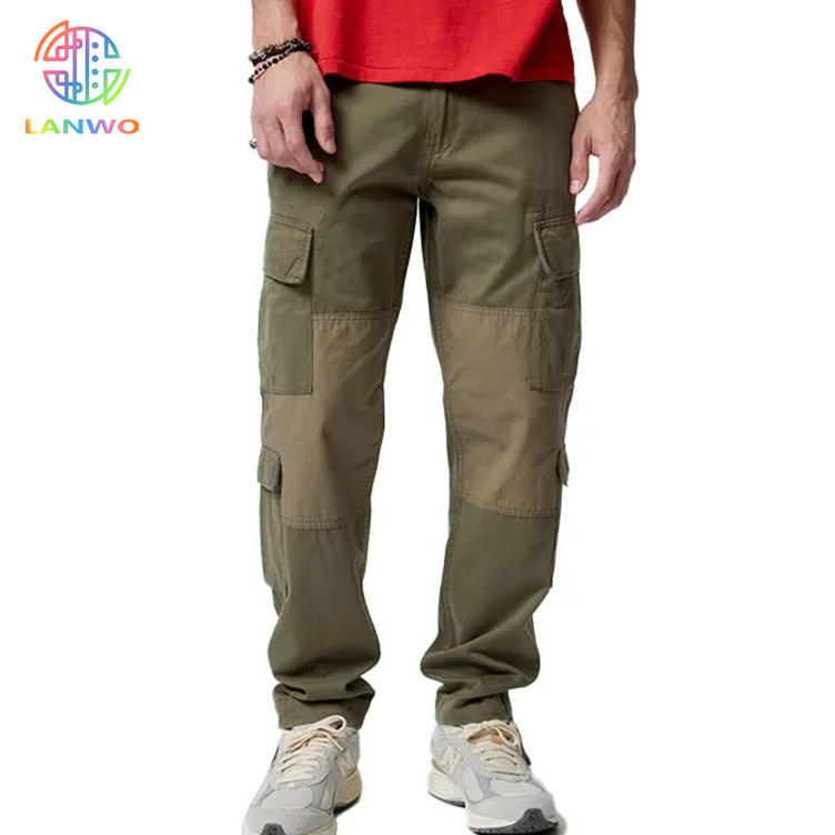 Straight Leg Utility Pants 100% Cotton Canvas With Mid Rise Waist And Workwear Pockets For Men