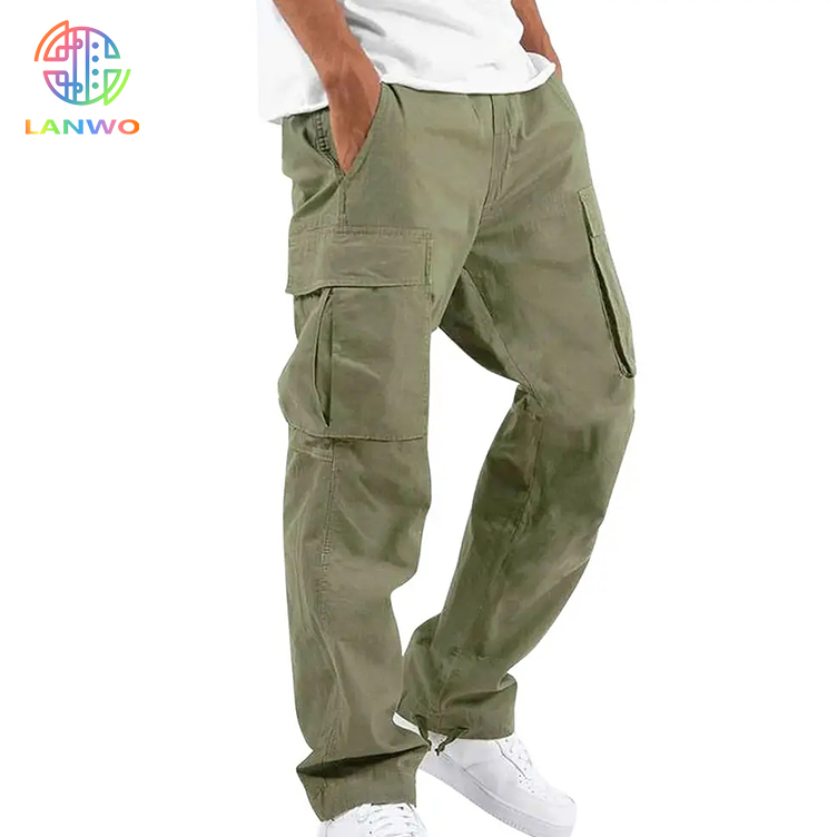Custom Multi-color Big Side Pockets Multi-pockets Loose Button Closure Pants Men's Pants