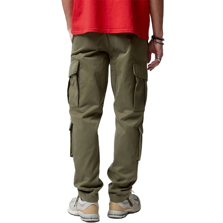 Straight Leg Utility Pants 100% Cotton Canvas With Mid Rise Waist And Workwear Pockets For Men
