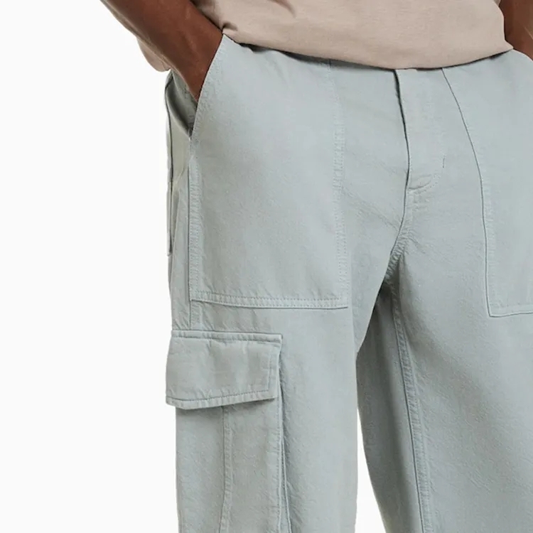 Cotton Twill Pants For Men Patch And Cargo Pockets Wide Leg Pants Customized Color Available