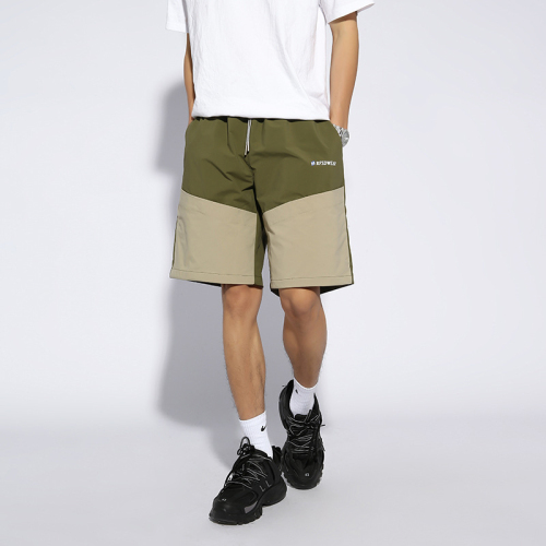 New spring and summer contrasting color loose sports casual straight shorts men's short pants