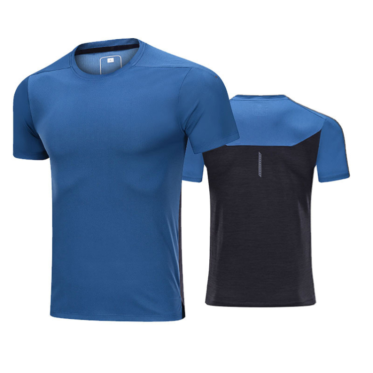 Men'S Summer Short Sleeve Fast Dry Breathable Casual Gym T Shirt Color Contrast Reflective Stripe Fitness T-Shirts