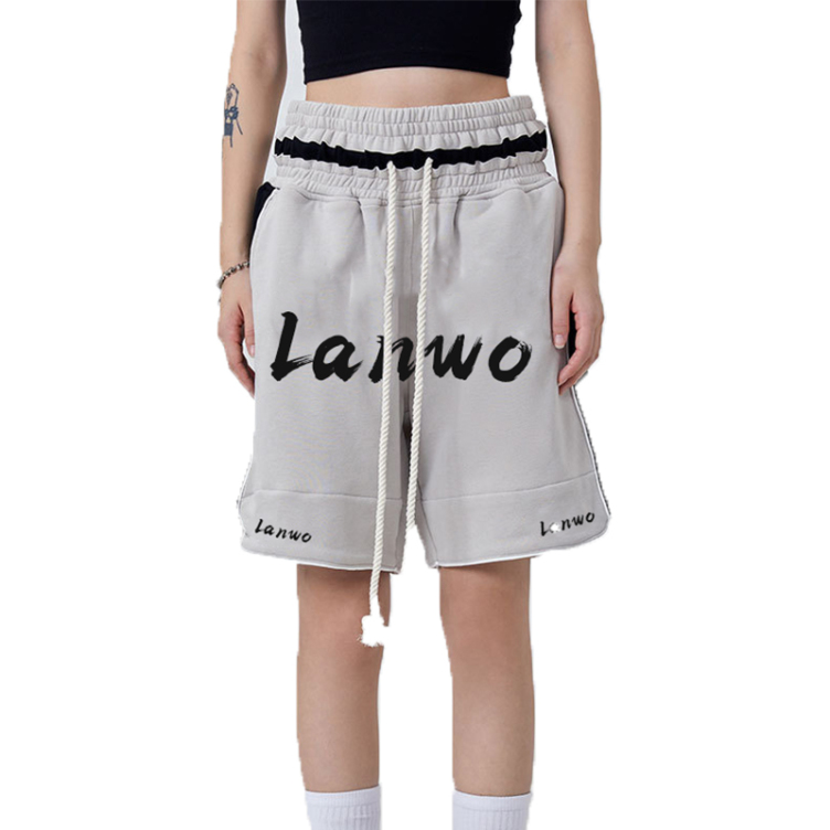 Streetwear Loose Joggers Men's Custom Shorts 3d Embossed Shorts Men's New Washed Color Oversized Basketball Bike Shorts