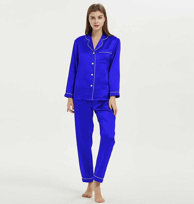 Women's 100% Mulberry Silk Charmeuse Long Sleeve Pants Pajama Set