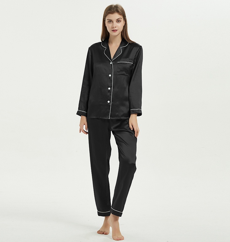 Women's 100% Mulberry Silk Charmeuse Long Sleeve Pants Pajama Set