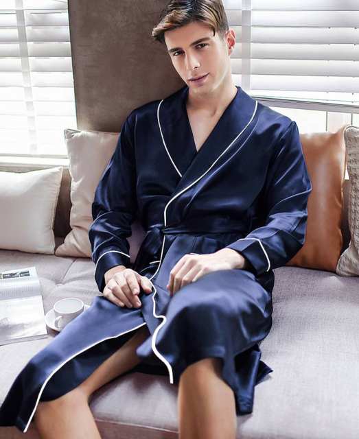 100% Pure Grade 6A Mulberry Silk Robes for Men