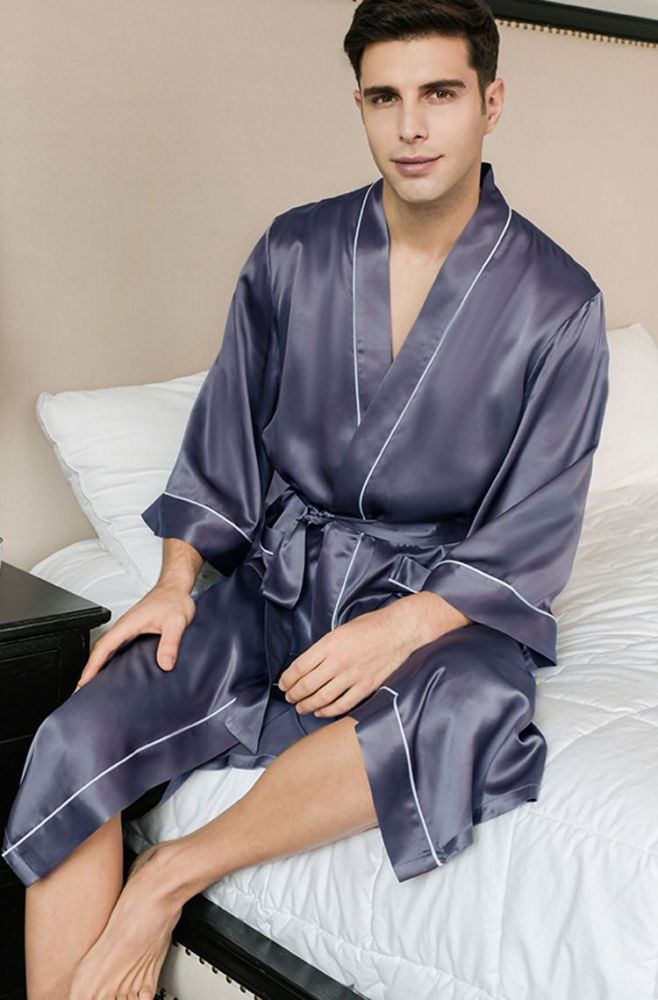 Men's Pure Mulberry Silk Charmeuse Kimono
