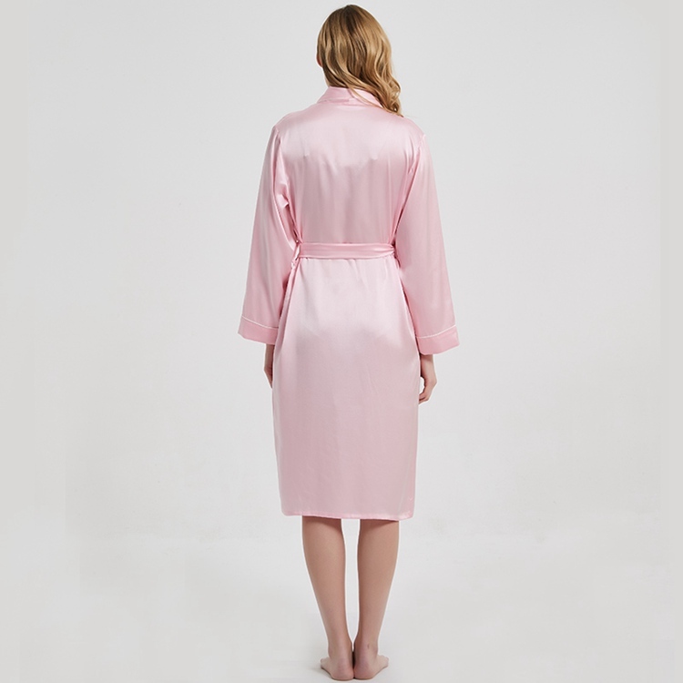 Women's 100% Pure Mulberry Silk Charmeuse Long Bath Robe