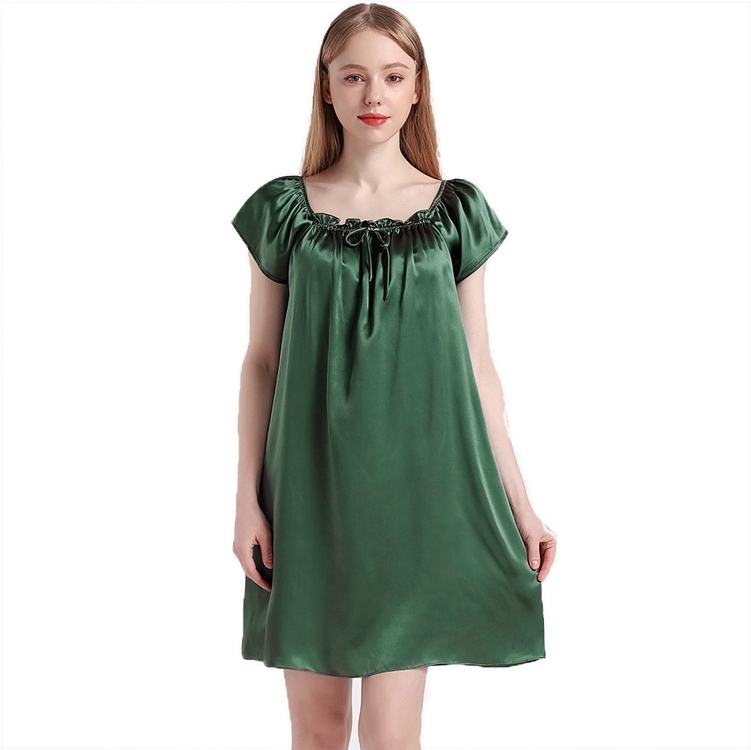 Dark Green Silk Princess Nightgowns