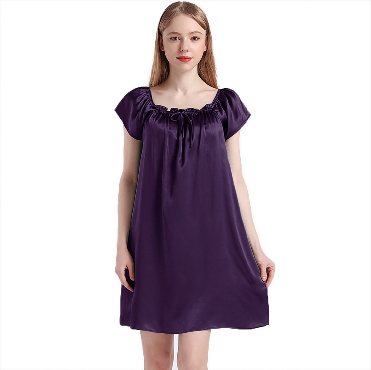Dark Purple Silk Princess Nightgowns