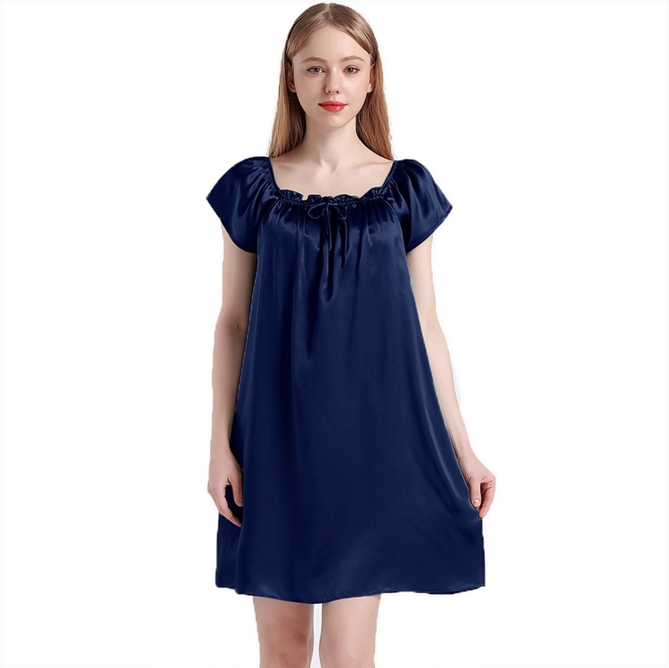 Navy Blue Silk Princess Nightgowns