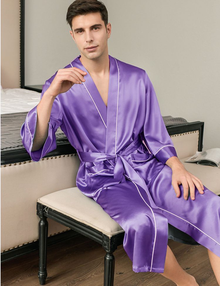 Men's Pure Mulberry Silk Charmeuse Kimono