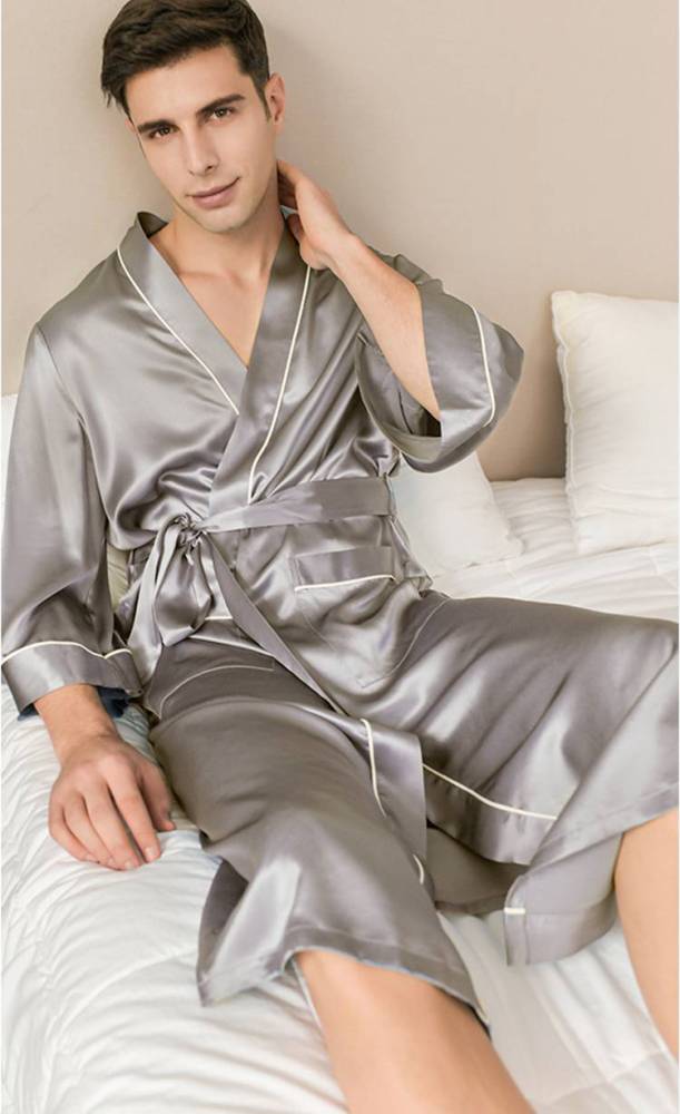 Men's Pure Mulberry Silk Charmeuse Kimono