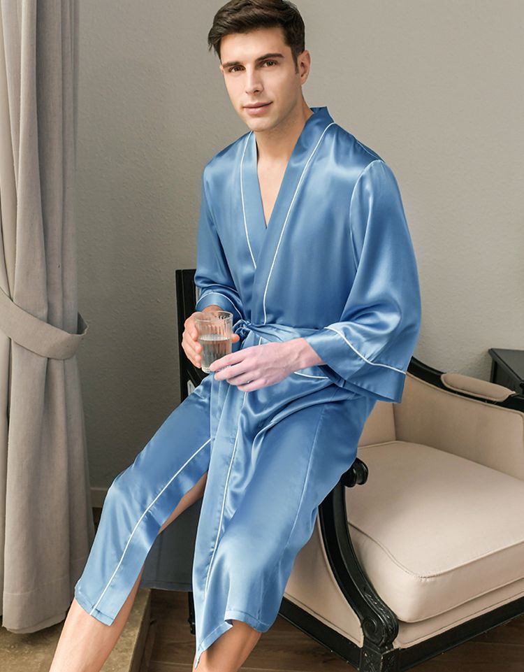 Men's Pure Mulberry Silk Charmeuse Kimono