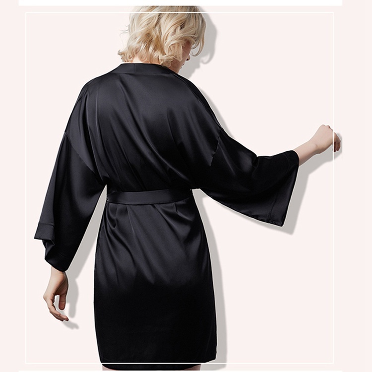 Black-3 Women's Silk Drop Shoulder Kimono