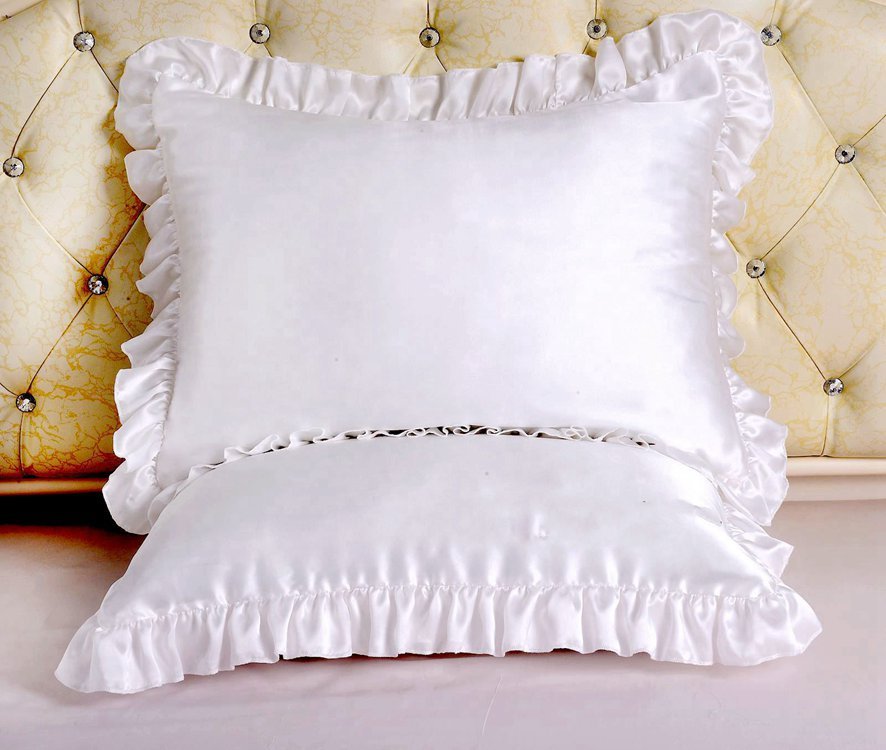 16 Momme 100% Mulberry Silk Pillowcase Ruffled Borders