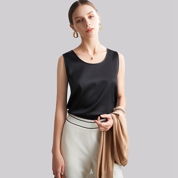 Wide Strap Silk Tops Womens