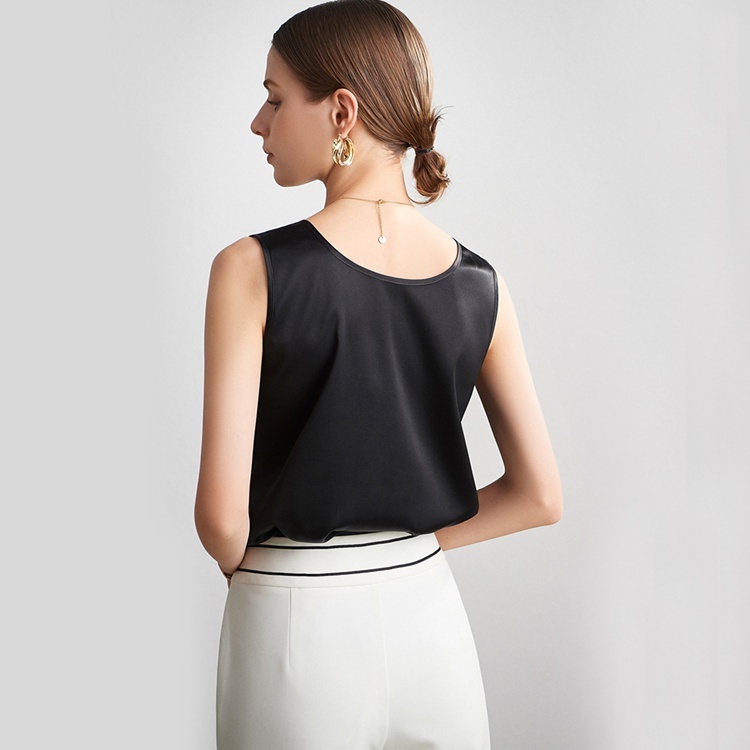 Details Wide Strap Silk Tops Womens