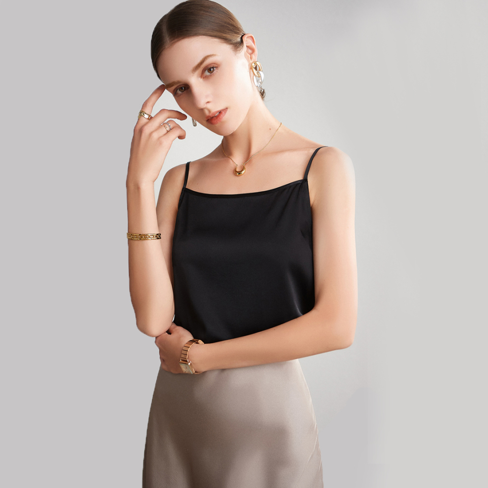 Black Silk Camisole Tops