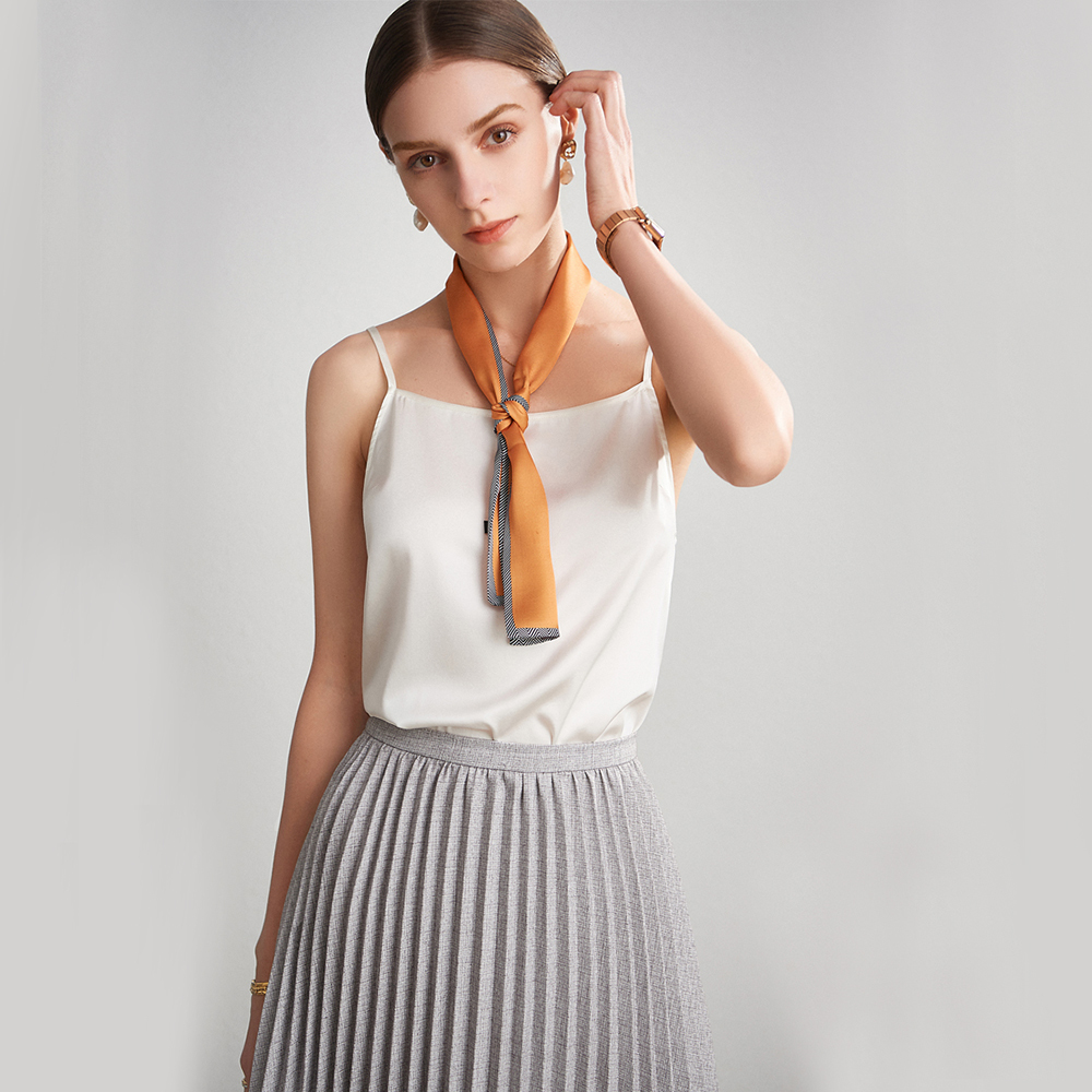 Natural White Silk Camisole Tops