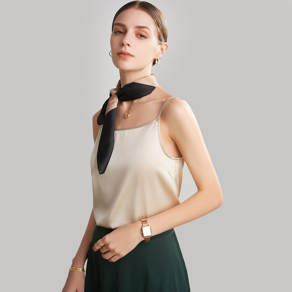 Beige Silk Camisole Tops
