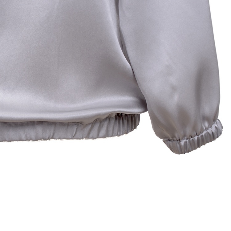 Men's 100% Pure Mulberry Silk Charmeuse Hooded T-Shirt Long Sleeve