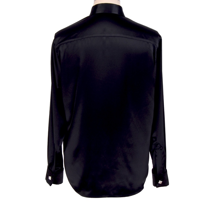 100% Mulberry Silk Charmeuse Long Sleeve Dress Shirt Spread Collar
