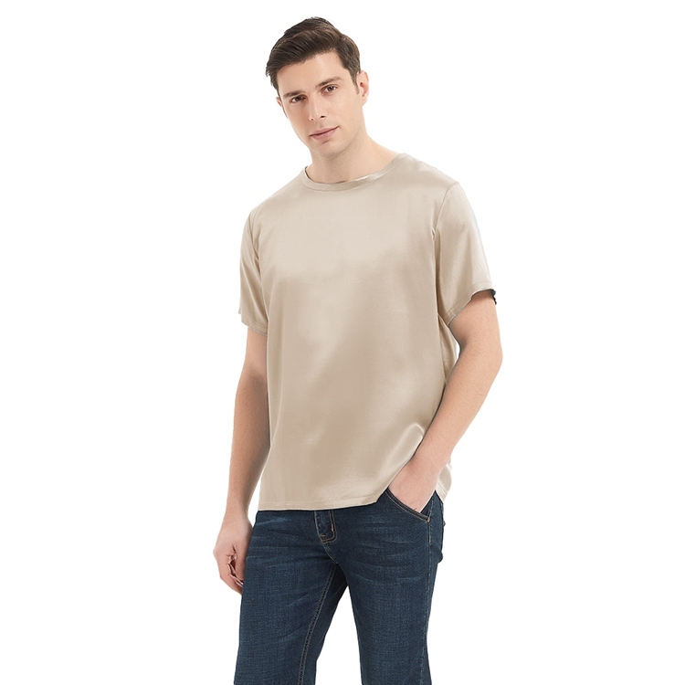 Men's 100% Mulberry Silk Charmeuse T-Shirt