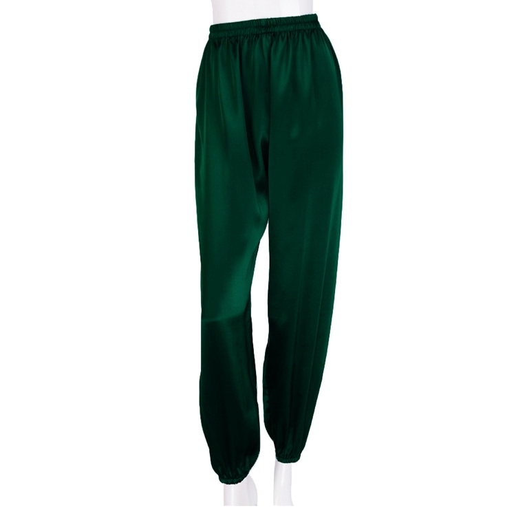 Dark Green Silk Jogger Pants Womens