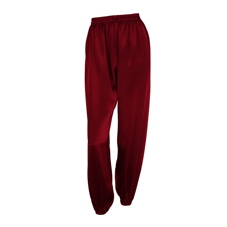 Wine Red Silk Jogger Pants Womens