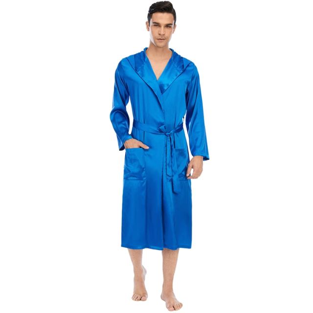 Men's Pure Mulberry Silk Charmeuse Long Bath Robe