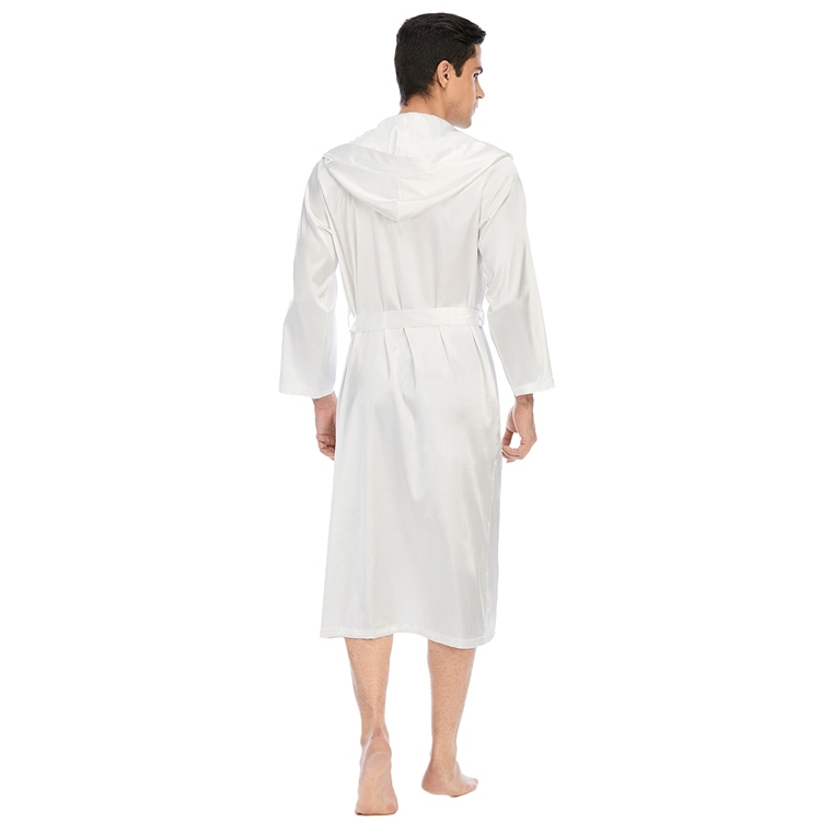 Men's Pure Mulberry Silk Charmeuse Hooded Robe