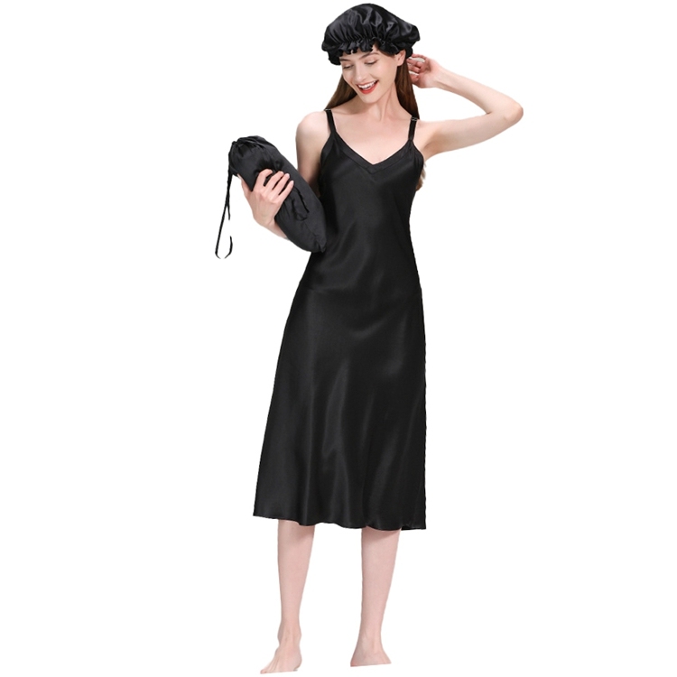 Black Silk Wide Strap Dresses