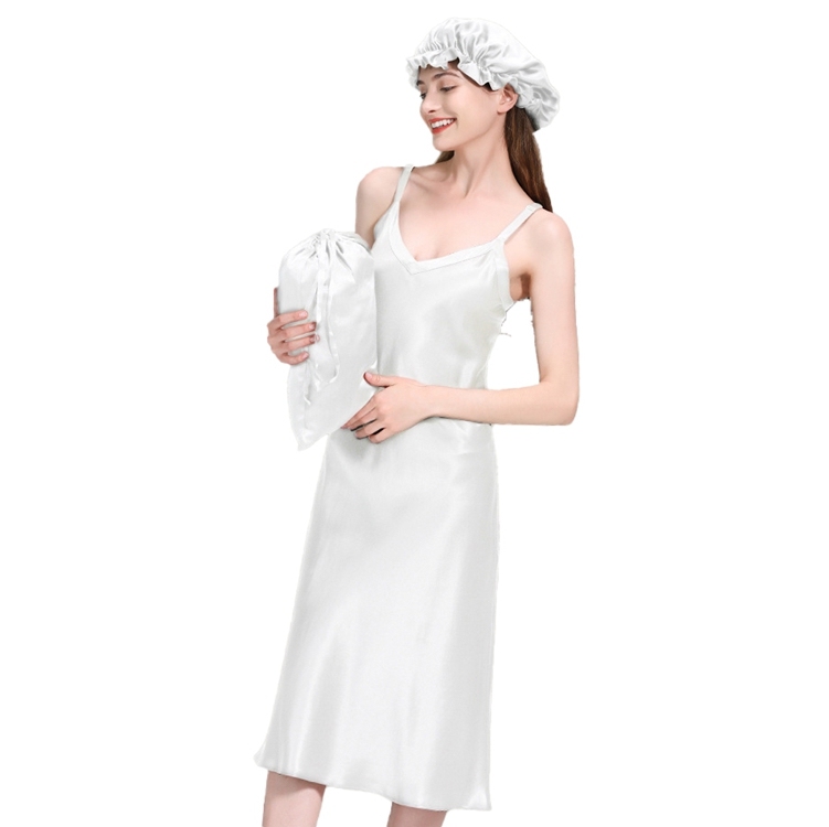 Natural White Silk Wide Strap Dresses