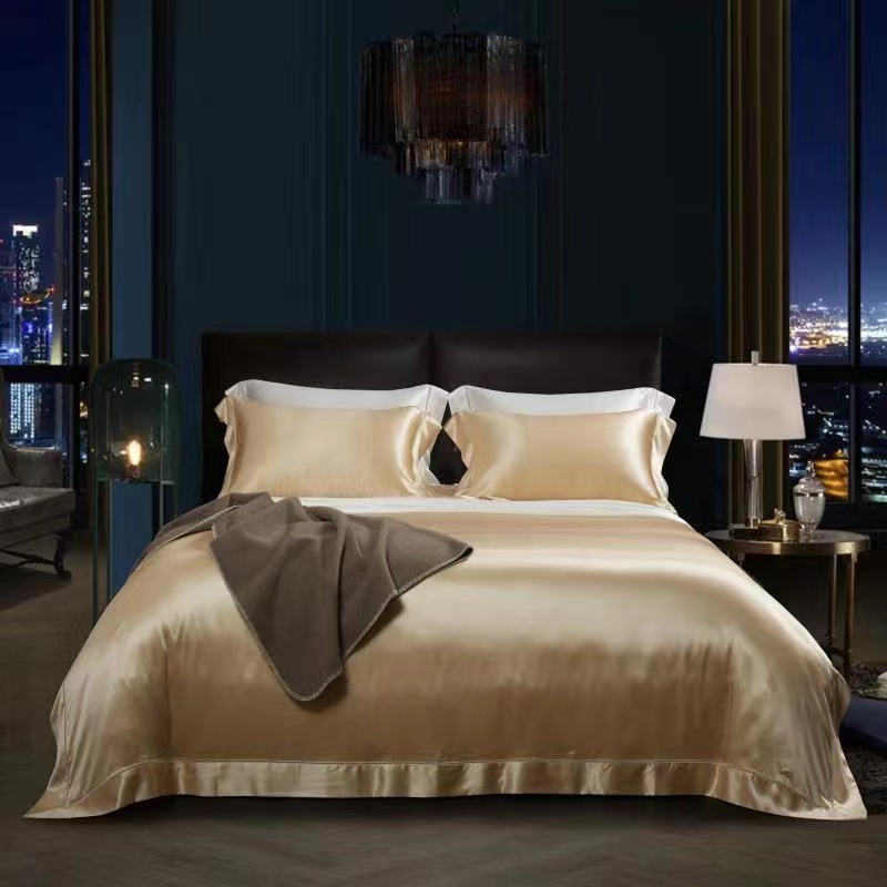 4pcs 30 Momme 100% Mulberry Silk Duvet Cover Flat Sheet Pillowcase Set