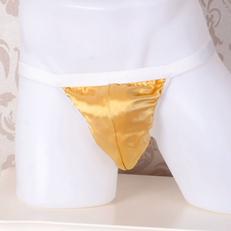 Men's 100%  Mulberry Silk Satin G String Briefs Panties