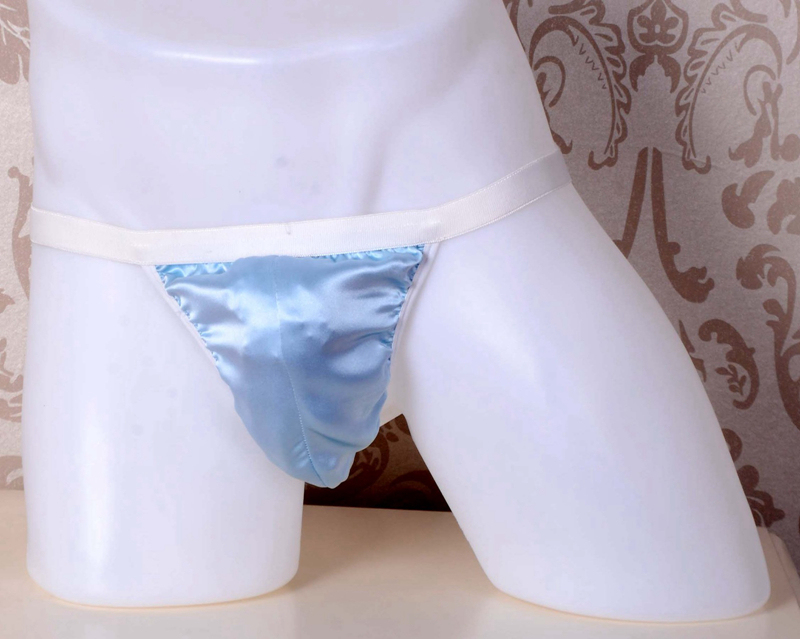 Men's 100%  Mulberry Silk Satin G String Briefs Panties