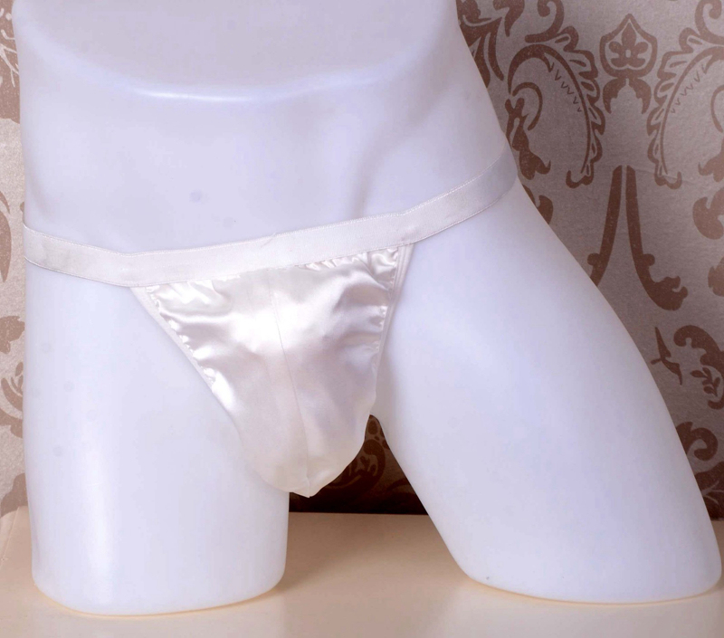 Men's 100%  Mulberry Silk Satin G String Briefs Panties
