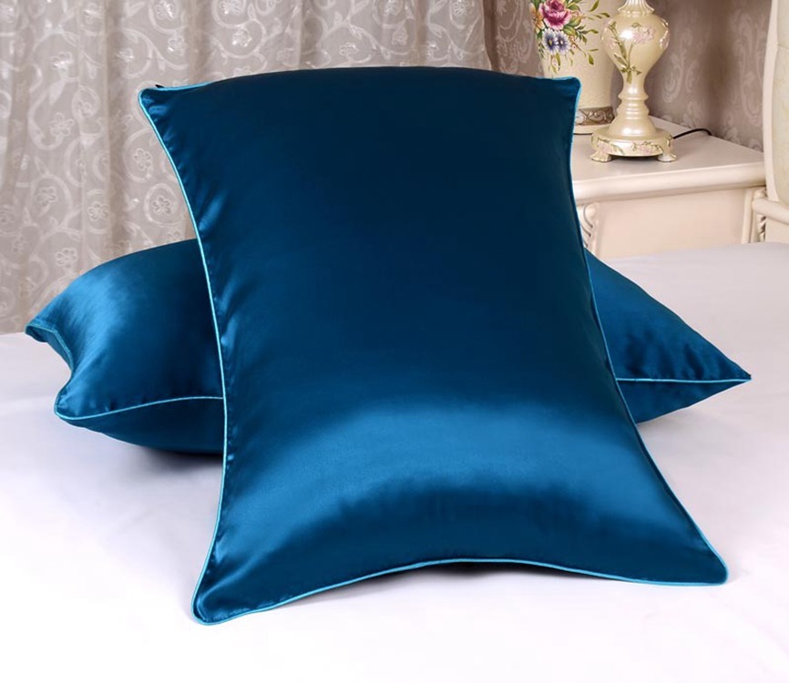 30mm 100% Mulberry Silk Pillowcase Peacock Blue Color