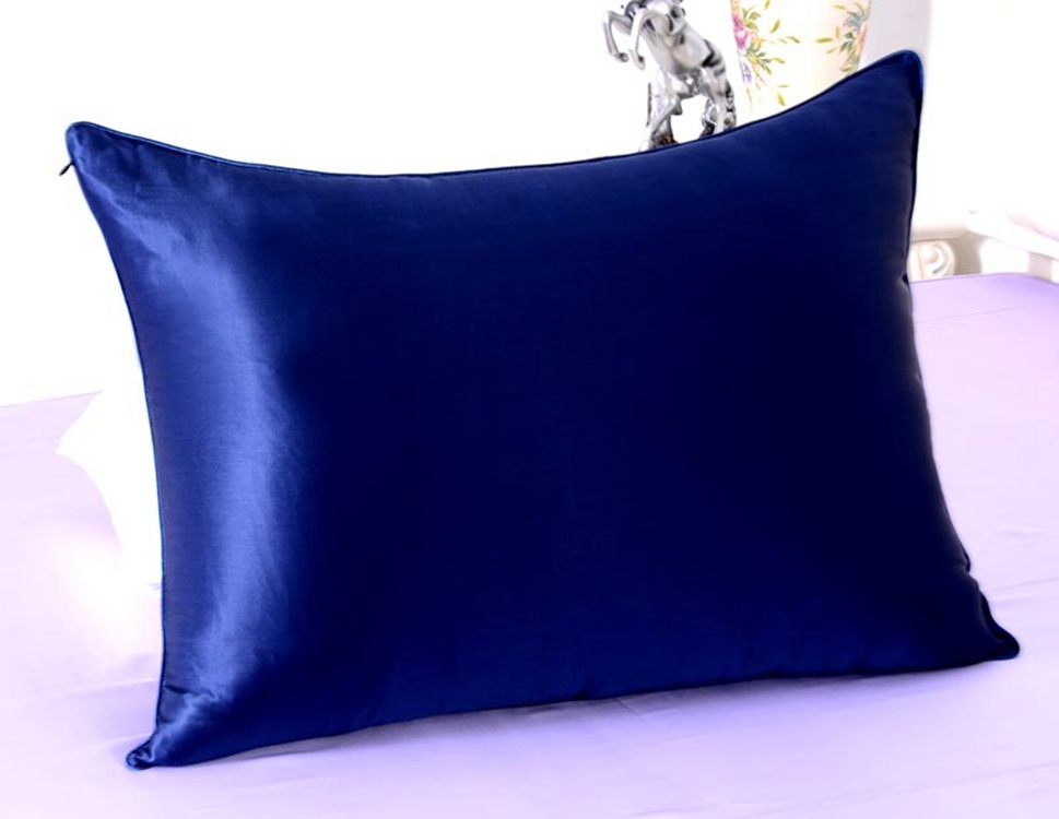 30mm 100% Mulberry Silk Pillowcase Navy Blue Color