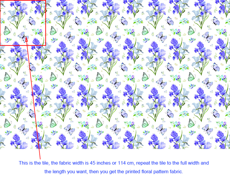 Silk fabric printed by tile