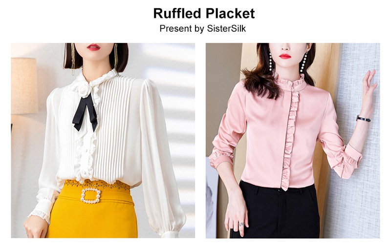 ruffled placket for women's silk blouse