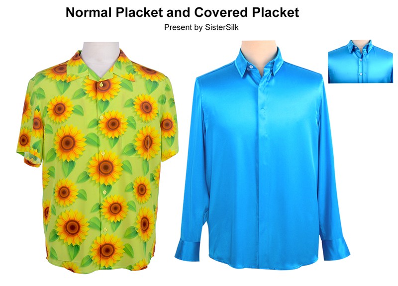 2 types of plackets for silk dress shirt