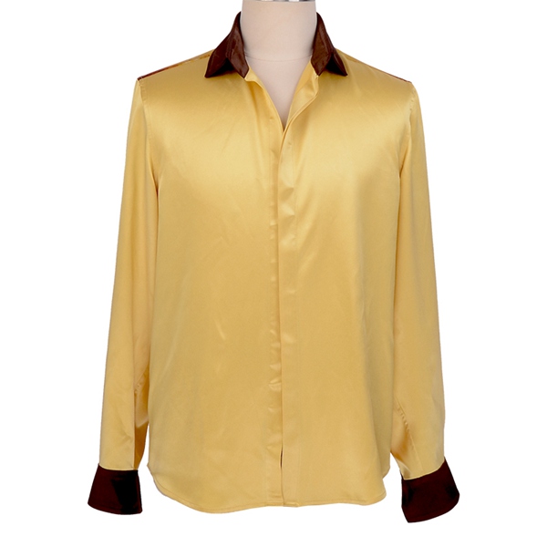 contrast color silk dress shirt