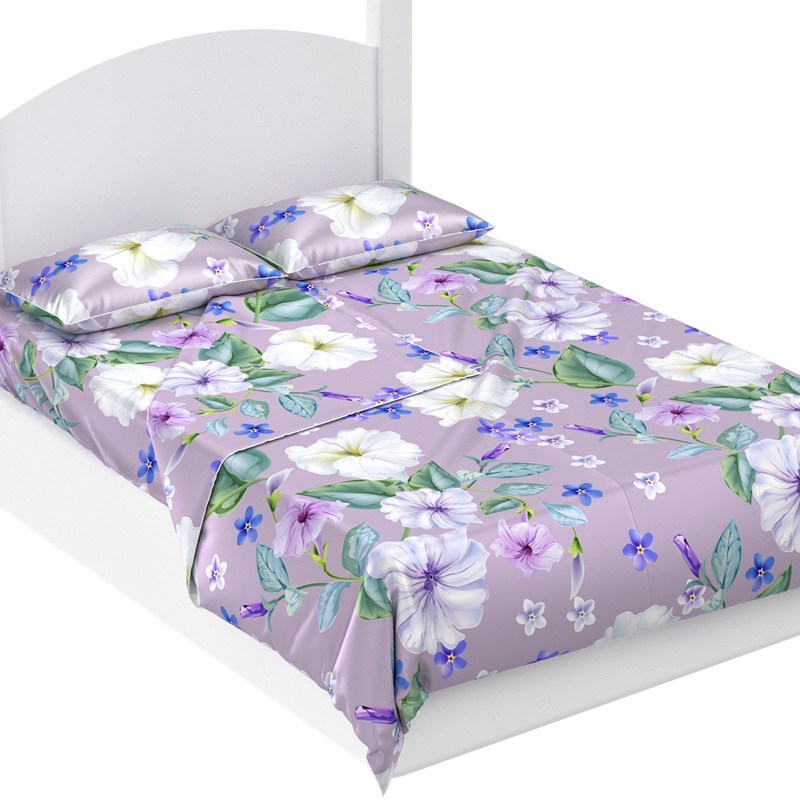 100% Mulberry Silk Morning Glory Print Bedding Set